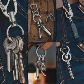 KeyUnity KA07 Titanium Swivel Key Ring Keychain Connector 2pcs, Anti Tangle 360 Rotating Key Linker for Carabiner & Split Rings (Sandblasted)