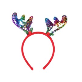 Dzrige Christmas Reindeer Antler Headband Sequin Reindeer Hair Bands Moose Antler Headpiece Deer Antlers Headdress for Xmas New Year Halloween Easter Party Gift (2Pcs)