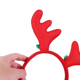 Dzrige Christmas Reindeer Antler Headband Sequin Reindeer Hair Bands Moose Antler Headpiece Deer Antlers Headdress for Xmas New Year Halloween Easter Party Gift (2Pcs)