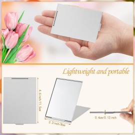Blulu 2 Pieces Mini Portable Folding Mirrors for Purse, Ultra Slim Pocket Makeup Travel Aluminum Shell Compact Cosmetic Mirrors for Makeup Palette(4.5 x 3.1 Inches)
