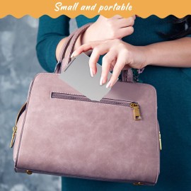 Blulu 2 Pieces Mini Portable Folding Mirrors for Purse, Ultra Slim Pocket Makeup Travel Aluminum Shell Compact Cosmetic Mirrors for Makeup Palette(4.5 x 3.1 Inches)