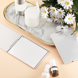 Blulu 2 Pieces Mini Portable Folding Mirrors for Purse, Ultra Slim Pocket Makeup Travel Aluminum Shell Compact Cosmetic Mirrors for Makeup Palette(4.5 x 3.1 Inches)