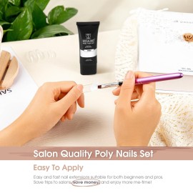 ROSALIND White Poly Extension Gel, 2.7 oz White Poly Nail Gel Builder for Nail Art Decoration, Nail Thickening Extension Easy to DIY Use at Home Need UV Lamp