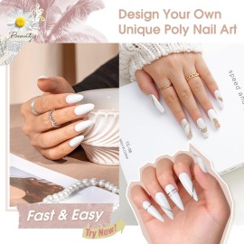 ROSALIND White Poly Extension Gel, 2.7 oz White Poly Nail Gel Builder for Nail Art Decoration, Nail Thickening Extension Easy to DIY Use at Home Need UV Lamp