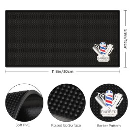Segbeauty 11.8 x5.9 Barber Station Mat, Anti-Slip Flexible PVC Countertop Protector for Salon Tools, Clippers, Bar Service