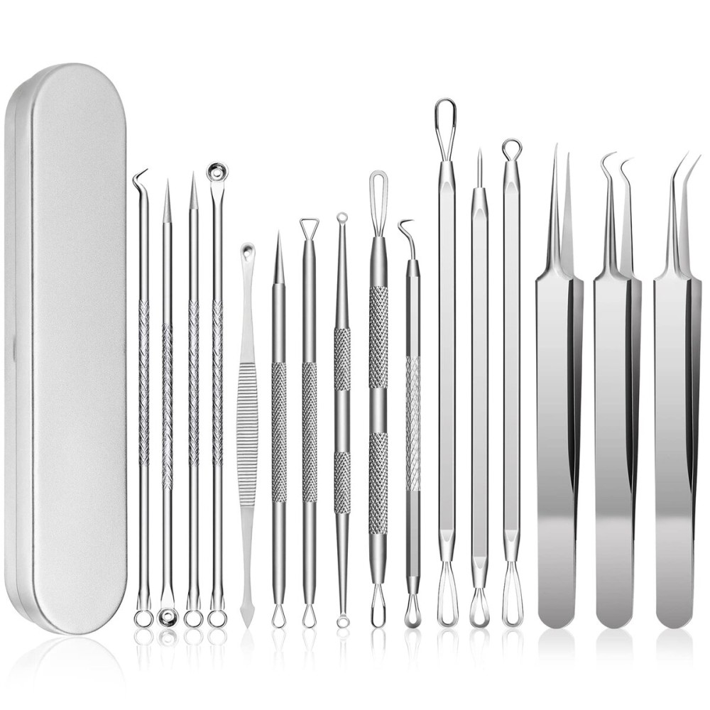 Blackhead Remover, Pimple Popper Tool kit, Blemish,Whitehead, Acne and Zit Removal, Pimple Extractor Tools with Metal Case Blackhead Remover, Pimple Popper Tool kit, Blemish,Whitehead, Acne and Zit Removal, Pimple Extractor Tools with Metal Case