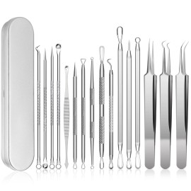 Blackhead Remover, Pimple Popper Tool kit, Blemish,Whitehead, Acne and Zit Removal, Pimple Extractor Tools with Metal Case