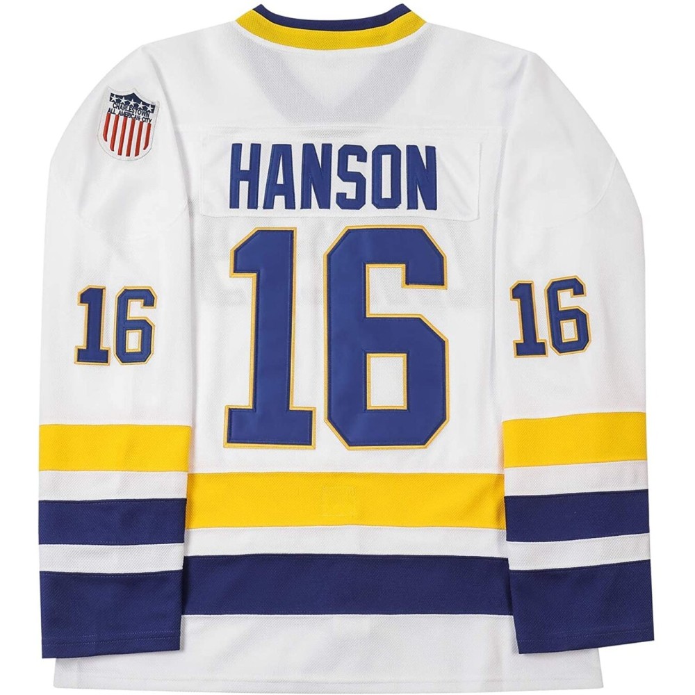 Hanson Brothers 16 Jack Charlestown Chiefs Slap Shot White Moive Hockey Jersey Stitched Letters and Numbers S-XXXL