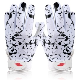 RSPGO Kids Football Gloves Youth Enhanced Grip Silicone Wide Receiver Gloves,Friesian Cattle XS/S