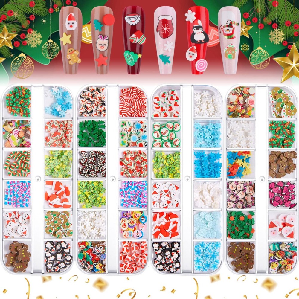 Lorvain 3D Xmas Nail Flakes Charms Sequins Heart Star Snowflake Santa Claus Flake Nail Art Slime Glitters for Women Girls DIY Face Body Decoration (4 Box) Lorvain 3D Xmas Nail Flakes Charms Sequins Heart Star Snowflake Santa Claus Flake Nail Art Slime Glitters for Women Girls DIY Face Body Decoration (4 Box)
