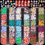 36 Grids Christmas Nail Art Slices, Lorvain 3D Nail Flake Charms Nail Sequins Heart Star Snowflake Santa Claus Flake Nail Art Slime Glitter Charms for Women Girls DIY Nail Face Body Decoration (3 Box)