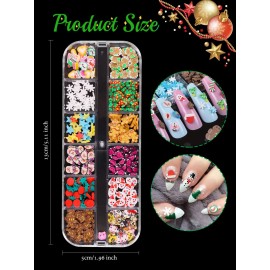36 Grids Christmas Nail Art Slices, Lorvain 3D Nail Flake Charms Nail Sequins Heart Star Snowflake Santa Claus Flake Nail Art Slime Glitter Charms for Women Girls DIY Nail Face Body Decoration (3 Box)