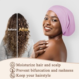 OLESILK 100% Mulberry Silk Bonnet for Sleeping Women, Silk Hair Wrap for Sleeping, Silk Sleep Bonnet for Women&Men, Real Silk, Not Satin, Purple