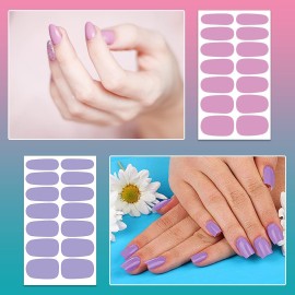 SILPECWEE 224 Pieces 16 Sheets Nail Polish Strips Solid Color Nail Polish Stickers Nail Wraps for Women Self Adhesive Nail Art Stickers with Nail File (Light Colour)