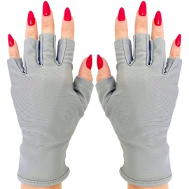 ManiGlovz - The ORIGINAL UPF 50+ UV Light Protective Nail Gloves | Gel Manicure Gloves and Anti UV Fingerless Gloves for Women | Can be Used as Sun Protection Gloves for Driving | Grey