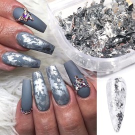 Eseres Nail Foil 3D Sparking Gold Flakes for Nails 6 Grids Metallic Nail Glitter for Nail Art Design Eseres Nail Foil 3D Sparking Gold Flakes for Nails 6 Grids Metallic Nail Glitter for Nail Art Design