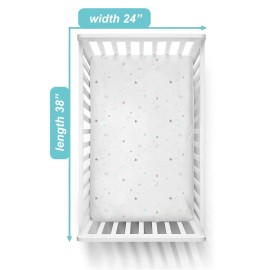 TL Care 2 Pack 100% Natural Cotton Fitted Mini Crib Sheets 38 x 24 - Soft & Breathable Small Nesting Portable Sheets, Fits Pack N Play Mattresses, Blue Stars/Zigzag, for Boys & Girls