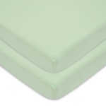 TL Care 2 Pack 100% Natural Cotton Fitted Mini Crib Sheets 38 x 24 - Soft & Breathable Small Nesting Portable Sheets, Fits Pack N Play Mattresses, Celery, for Boys & Girls