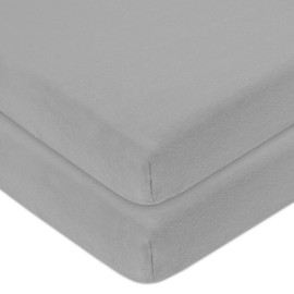 TL Care 2 Pack 100% Natural Cotton Fitted Mini Crib Sheets 38 x 24 - Soft & Breathable Small Nesting Portable Sheets, Fits Pack N Play Mattresses, Gray, for Boys & Girls
