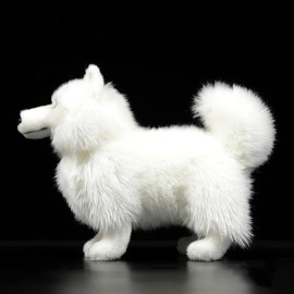 ZHONGXIN MADE Simulation Samoyed Plush Toy - Realistic 12 Standing White Samoyed Pet Dog Stuffed Animal Cute Dog Puppy Model Toy, Unique Plush Gift Collection for Kids Birthday, Home Decor