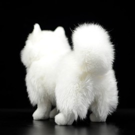 ZHONGXIN MADE Simulation Samoyed Plush Toy - Realistic 12 Standing White Samoyed Pet Dog Stuffed Animal Cute Dog Puppy Model Toy, Unique Plush Gift Collection for Kids Birthday, Home Decor