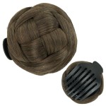 IMISSU Braided Chignon Dancer Hair Donut Hairpieces Scrunchie Claw Hair Bun Updo for Wedding Party (M3 Mix Brown)
