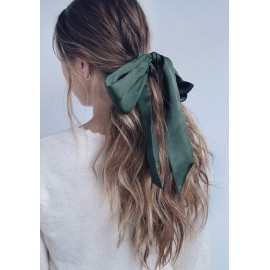 Kristin Ess Hair Scrunchie Set - Emerald, Satin Hair Accessory for Women and Girls, Gentle on Hair, Flexible Elastic, Sleep/Night Scrunchie, 1 Count