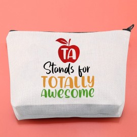 BLUPARK Teacher Assistant Gift Thank You Teacher Gift TA Stands for Totally Awesome Makeup Bag Gift (TA Stands For Totally Awesome)