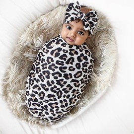 Galabloomer Receiving Blanket Headband Set Flower Print Baby Swaddle Blankets