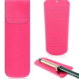 Shappy 2 Pieces Curling Iron Travel Case Cover Heat Resistant Flat Iron Holder Case Sleeve Neoprene Straightener Holder and Silicone Hot Tools Flat Bag(Solid Style)