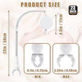 23 inches DIY Baby Crib Mobile Arm,Mobile arm for Crib,Nursery Mobile arm,Baby Mobile Hanger, with Music Box-The Claw Part Can be Adjusted Width-DIY Toy Decoration