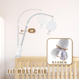 23 inches DIY Baby Crib Mobile Arm,Mobile arm for Crib,Nursery Mobile arm,Baby Mobile Hanger, with Music Box-The Claw Part Can be Adjusted Width-DIY Toy Decoration