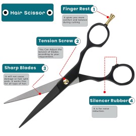 6.5 Professional Hair Cutting Scissors- Sharp Edged Barber Scissors with Comb-Extremely Sharp Hair Scissors for Men/Women/Pet (Hair Scissors) 6.5 Professional Hair Cutting Scissors- Sharp Edged Barber Scissors with Comb-Extremely Sharp Hair Scissors for Men/Women/Pet (Hair Scissors)