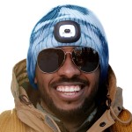 HEAD LIGHTZ Headlightz by Roq Innovation - Beanie with Light, Unisex LED Beanie Hat with Light Built in, Rechargeable, Blue Tie Dye