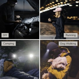 HEAD LIGHTZ Headlightz by Roq Innovation - Beanie with Light, Unisex LED Beanie Hat with Light Built in, Rechargeable, Blue Tie Dye