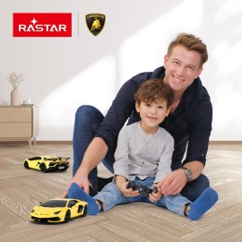 RASTAR Lamborghini Remote Control Car, 1/24 RC Lamborghini Aventador SVJ RC Model Toy Car, Yellow