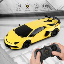 RASTAR Lamborghini Remote Control Car, 1/24 RC Lamborghini Aventador SVJ RC Model Toy Car, Yellow