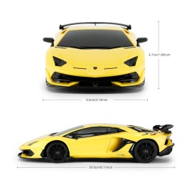 RASTAR Lamborghini Remote Control Car, 1/24 RC Lamborghini Aventador SVJ RC Model Toy Car, Yellow