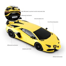 RASTAR Lamborghini Remote Control Car, 1/24 RC Lamborghini Aventador SVJ RC Model Toy Car, Yellow
