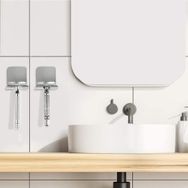 Linkidea 2 Pack Wall Mount Shaver Holder for Shower, Self Adhesive Hook Hanger Stand, Bathroom Wall Mounted Razor Holder Compatible with Vikings, Merkur Double Edge Safety Razor