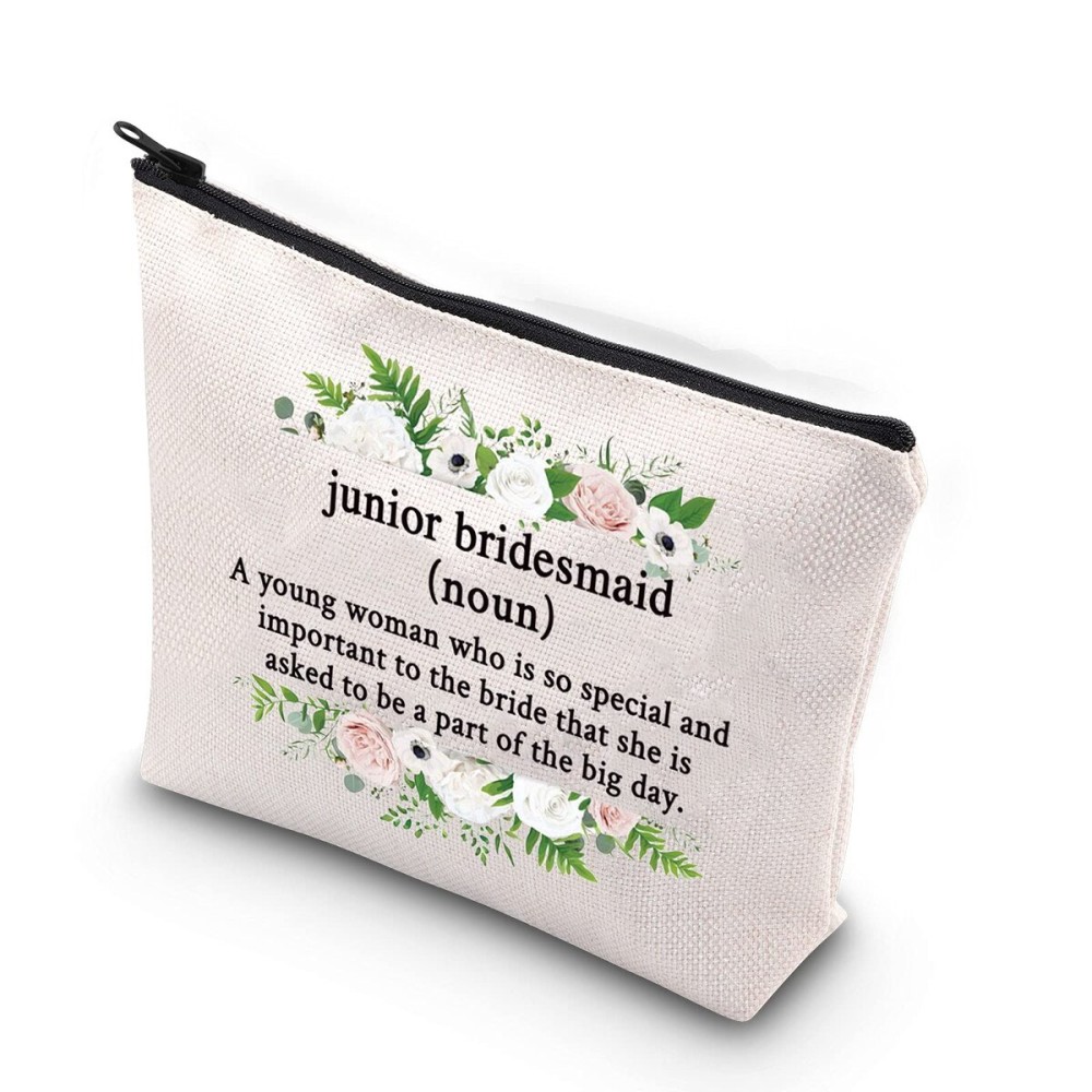 WCGXKO Junior Bridesmaid Gift Maid of Honor Proposal Gift Wedding Day Zipper Pouch Makeup Bag For Bridesmaid (Junior Bridesmaid) WCGXKO Junior Bridesmaid Gift Maid of Honor Proposal Gift Wedding Day Zipper Pouch Makeup Bag For Bridesmaid (Junior Bridesmaid)