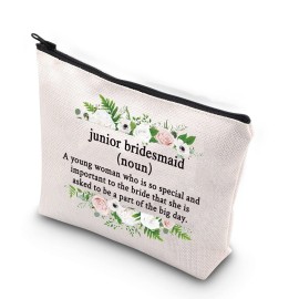 WCGXKO Junior Bridesmaid Gift Maid of Honor Proposal Gift Wedding Day Zipper Pouch Makeup Bag For Bridesmaid (Junior Bridesmaid)