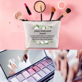 WCGXKO Junior Bridesmaid Gift Maid of Honor Proposal Gift Wedding Day Zipper Pouch Makeup Bag For Bridesmaid (Junior Bridesmaid) WCGXKO Junior Bridesmaid Gift Maid of Honor Proposal Gift Wedding Day Zipper Pouch Makeup Bag For Bridesmaid (Junior Bridesmaid)