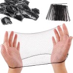 letaomei Hair Net 80 Pcs and U Shaped Pins Set 30 Pcs,22Inches Hairnet Individual Package Invisible Elastic Edge Mesh Hair Nets for Buns Women Food Serive Dancer(Black)