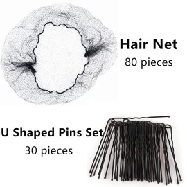 letaomei Hair Net 80 Pcs and U Shaped Pins Set 30 Pcs,22Inches Hairnet Individual Package Invisible Elastic Edge Mesh Hair Nets for Buns Women Food Serive Dancer(Black) letaomei Hair Net 80 Pcs and U Shaped Pins Set 30 Pcs,22Inches Hairnet Individual Package Invisible Elastic Edge Mesh Hair Nets for Buns Women Food Serive Dancer(Black)