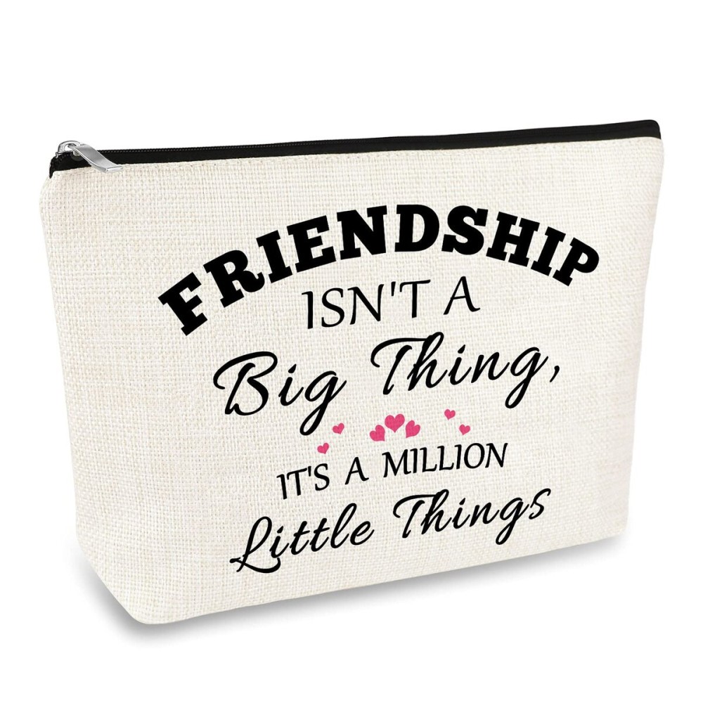 Friends Friendship Gifts for Women Makeup Bag Best Friend Birthday Gifts Cosmetic Bag Christmas Graduation Wedding Gift for Her Friend BFF Female Bestie Cosmetic Pouch Case Friendship Toiletry Bags