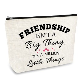Friends Friendship Gifts for Women Makeup Bag Best Friend Birthday Gifts Cosmetic Bag Christmas Graduation Wedding Gift for Her Friend BFF Female Bestie Cosmetic Pouch Case Friendship Toiletry Bags