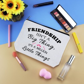 Friends Friendship Gifts for Women Makeup Bag Best Friend Birthday Gifts Cosmetic Bag Christmas Graduation Wedding Gift for Her Friend BFF Female Bestie Cosmetic Pouch Case Friendship Toiletry Bags