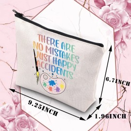 BDPWSS Paint Palette Brush Artist Painter Gift Art Teacher Appreciation Gift There Are No Mistakes Just Happy Accidents Makeup Bag For Art Lover Art Student Graduation Gift (No mistakes)