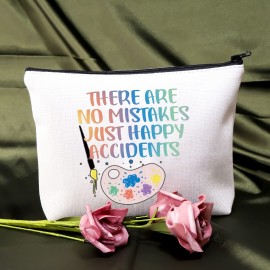 BDPWSS Paint Palette Brush Artist Painter Gift Art Teacher Appreciation Gift There Are No Mistakes Just Happy Accidents Makeup Bag For Art Lover Art Student Graduation Gift (No mistakes)